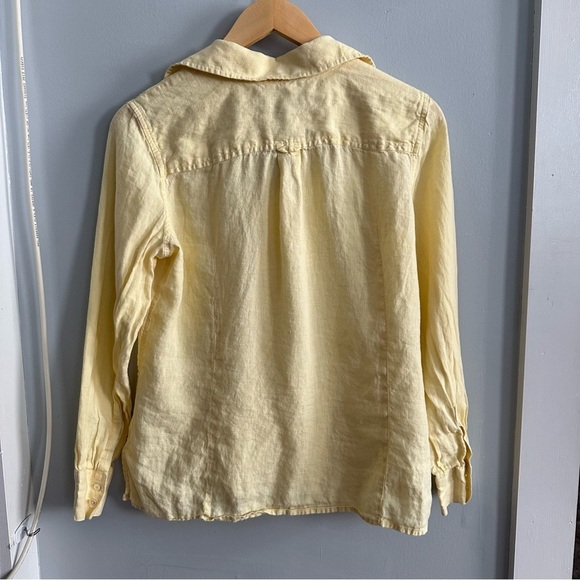 Talbots 100% Linen Button Down Shirt, Size 10 Petite, Pale Yellow - Picture 2 of 9